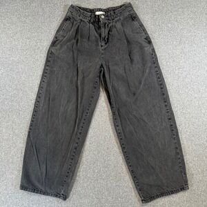 BDG Urban Outfitters Washed Black Pleated Wide Leg Baggy Jeans Womens 26 28x28